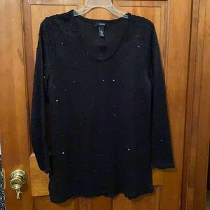 Black sequined long sleeved blouse